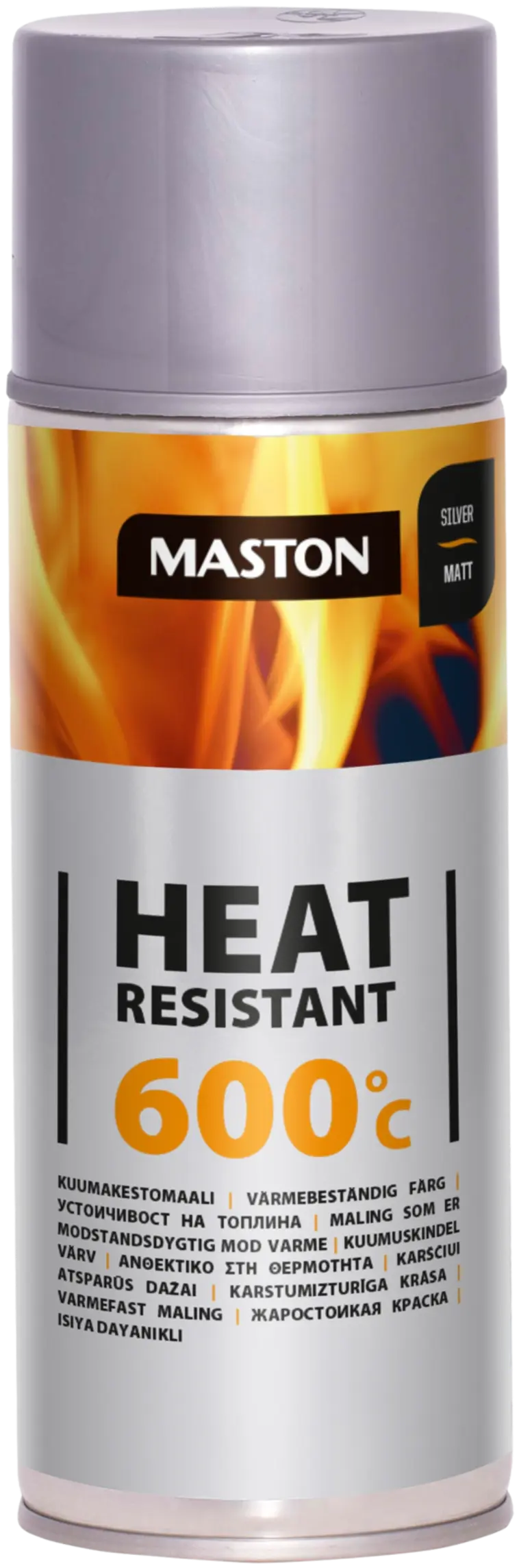 Maston kuumakestomaali 600°C spray hopea 400ml