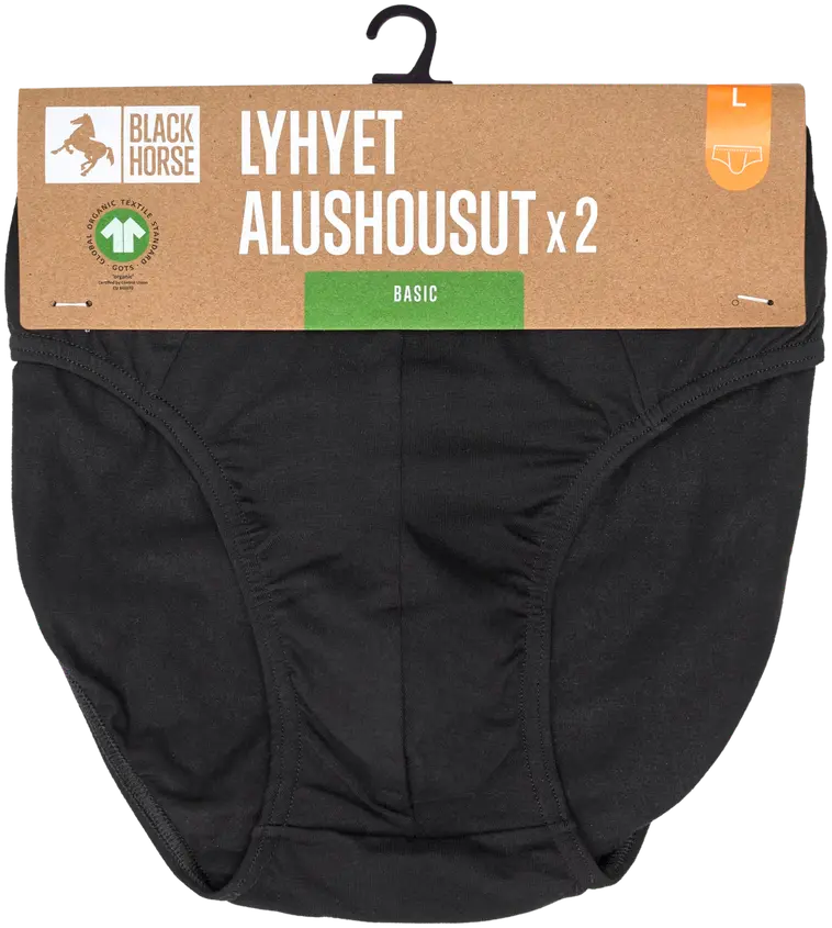 Black Horse miesten lyhyet alushousut Basic 2-pack - MUSTA - 2