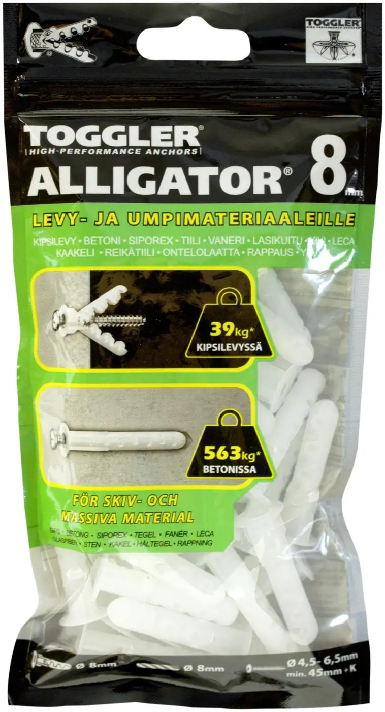 Toggler Alligator AF8-50 Kiinnike laipalla 8mm 50kpl