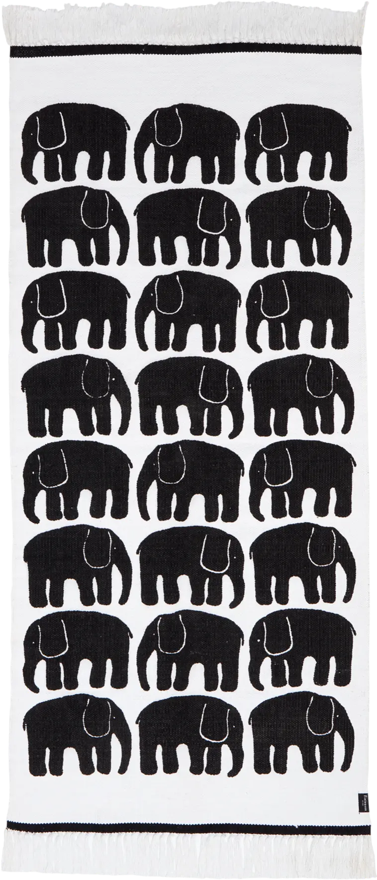 Finlayson puuvillamatto Elefantti 70 x 150 cm mustavalkoinen