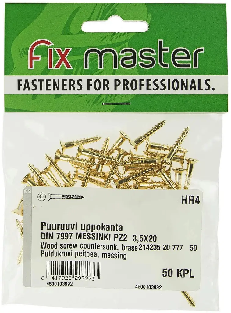 Fix Master puuruuvi uppokanta messinki PZ2 3,5X20 50kpl
