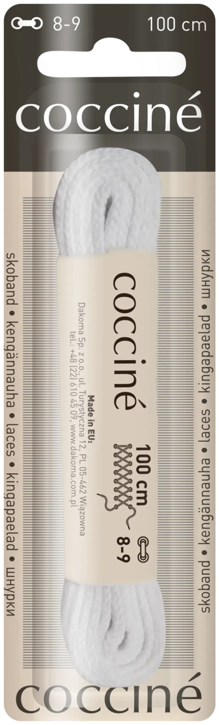 Coccine kengännauha 100 cm, valkoinen