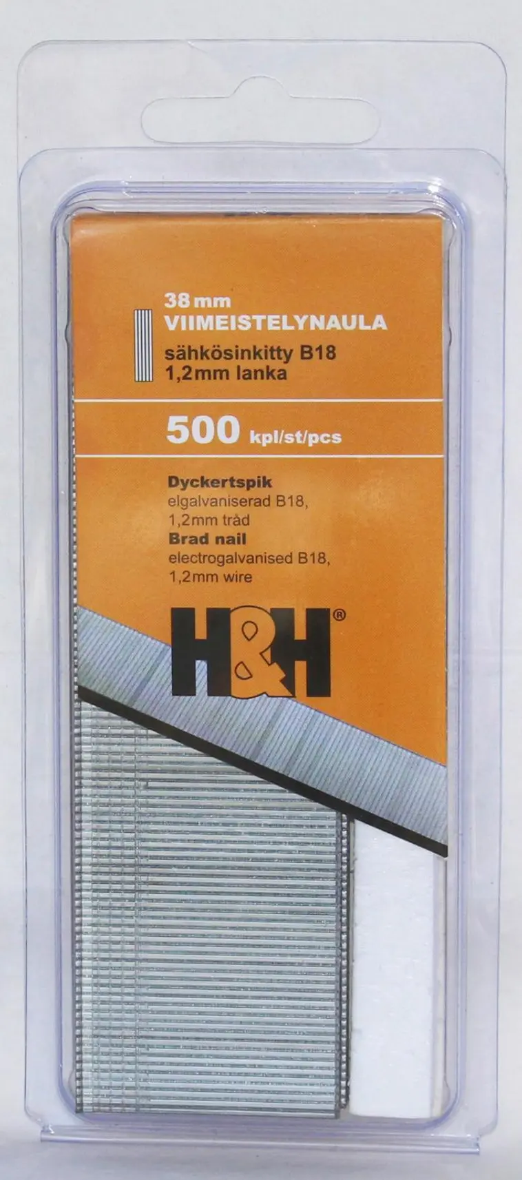 H&H viimeistelynaula 38mm sähkösinkitty 500kpl