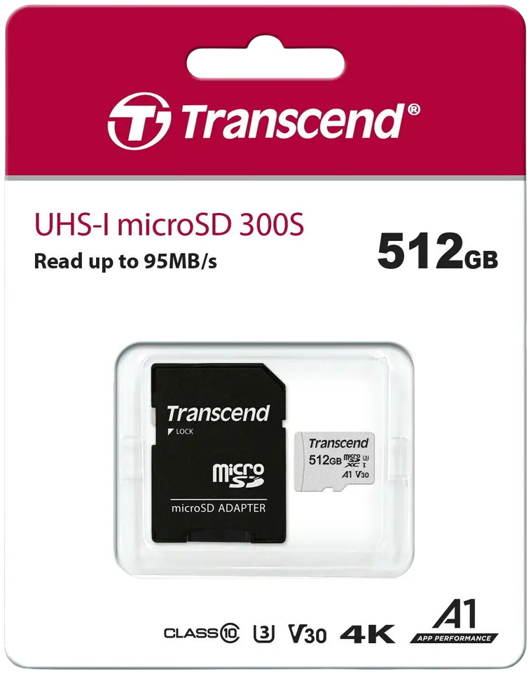 TRANSCEND 512GB U3 MICROSD muistikortti