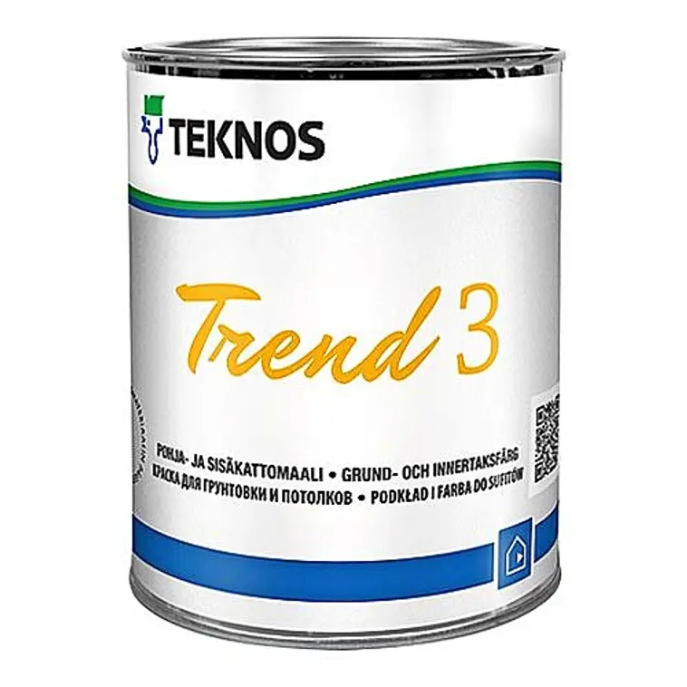 Teknos Trend 3 pohja- ja sisäkattomaali 0,9L valkoinen tayshimmeä | Prisma  verkkokauppa