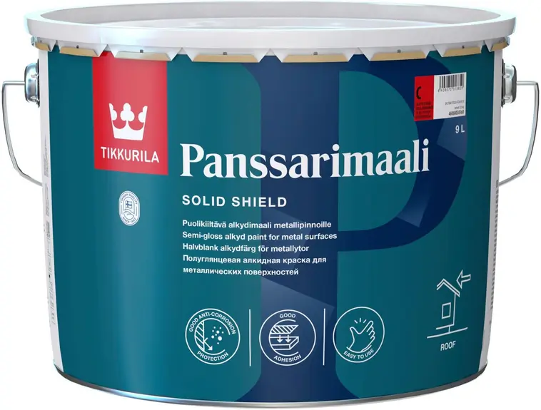 Tikkurila Panssarimaali alkydimaali metallipinnoille 9l C vain sävytykseen  puolikiiltävä | Prisma verkkokauppa
