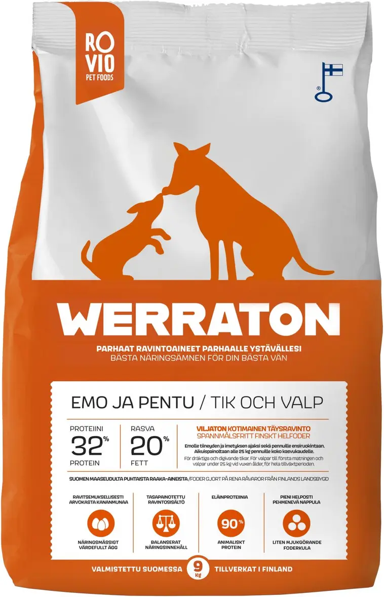 Werraton Emo ja Pentu koiranruoka 9 kg