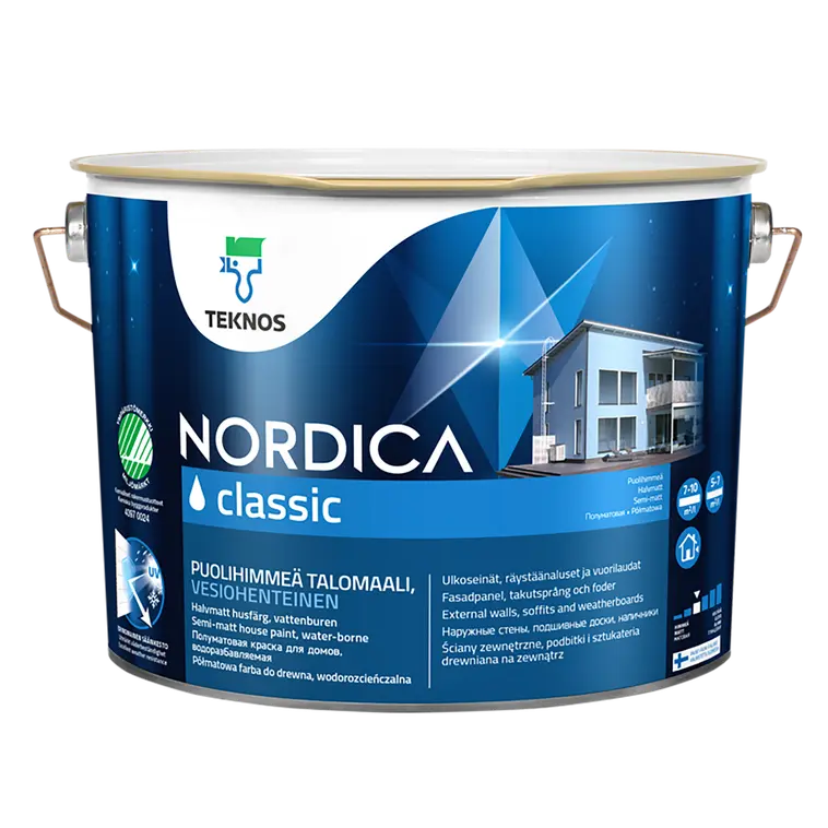 Teknos Nordica Classic talomaali 9l PM1 puolihimmeä vesiohenteinen  valkoinen | Prisma verkkokauppa