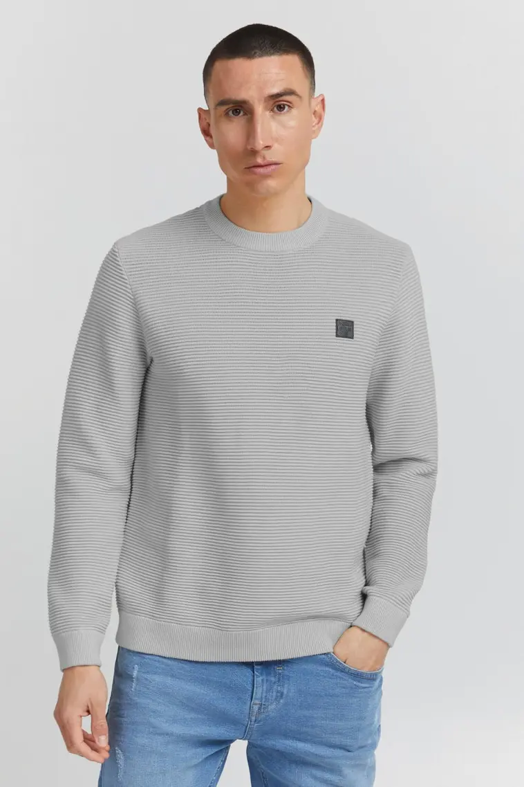 Solid miesten neuletakki Valencia - Light Grey melange - 3