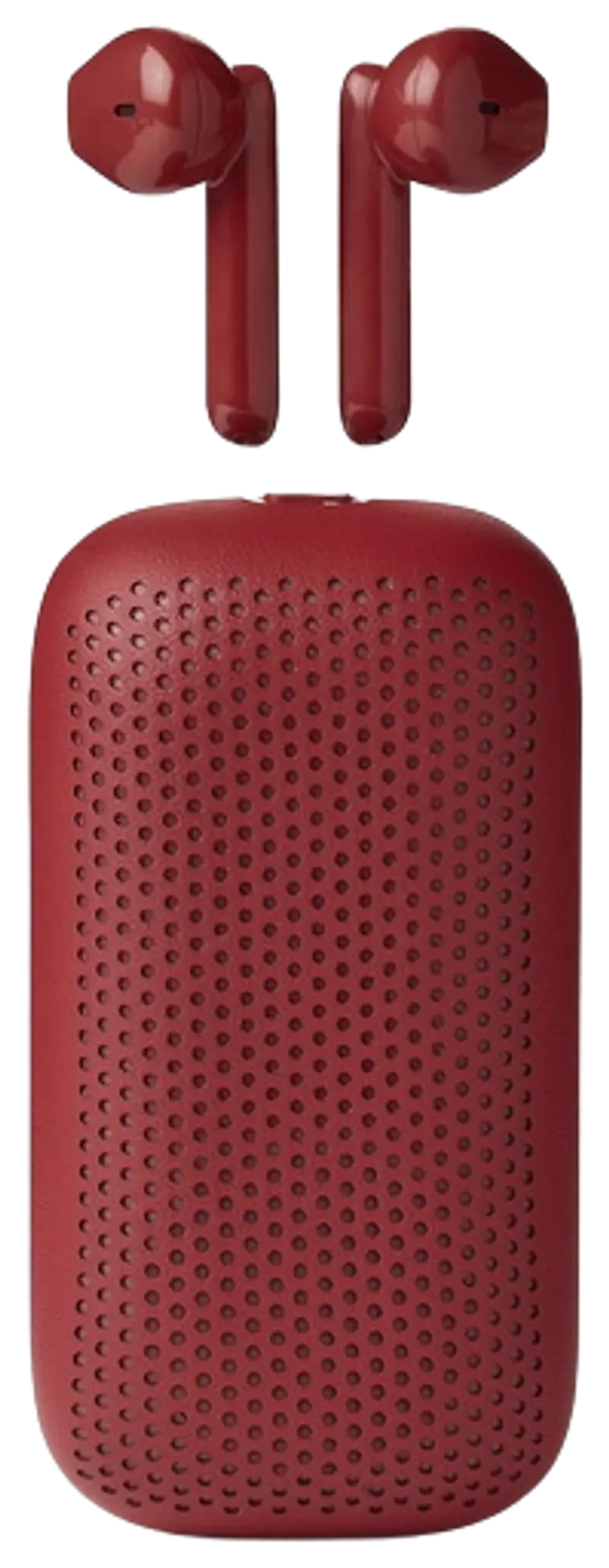 Bluetooth nappikuulokkeet ja kaiutin Speakerbuds punainen