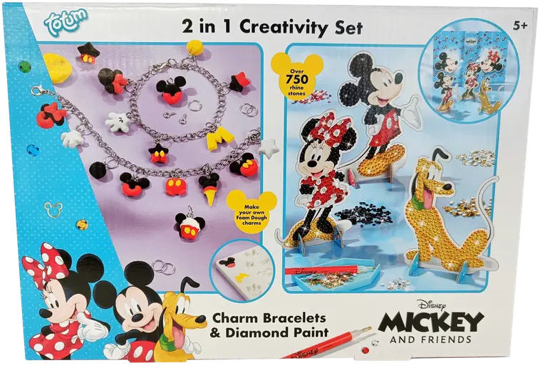 Mickey & Friends 2in1 Creativity set - riipusrannekorunteko-/korukiviaskartelusetti