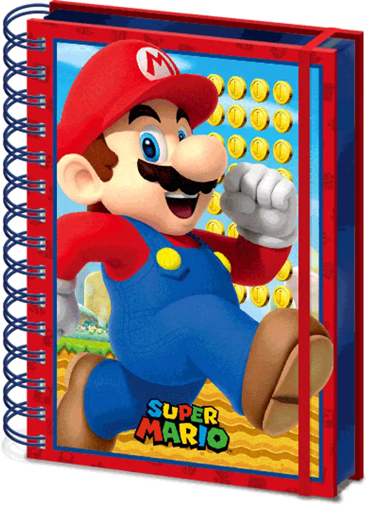 Super Mario A5 kierremuistikirja sulkijalla