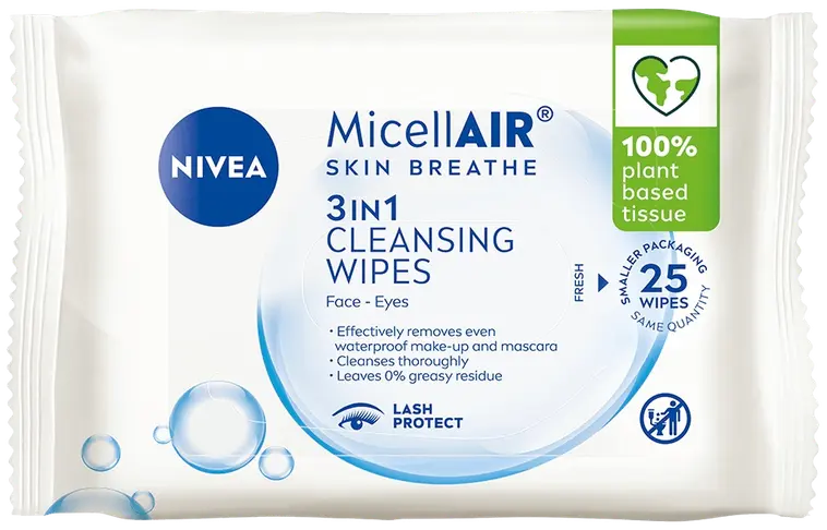 NIVEA 25kpl MicellAIR SKIN BREATHE® Cleansing Wipes -puhdistusliinat |  Prisma verkkokauppa