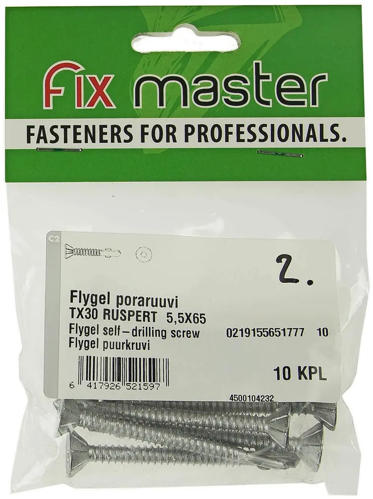 Fix Master Flygel poraruuvi ruspert-pinnoitettu torx30 5,5X65 10kpl