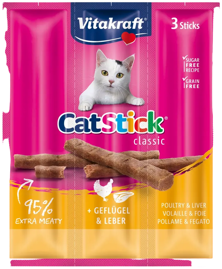 Vitakraft Cat Stick® Lihatikku kissoille, siipikarja & maksa 3kpl