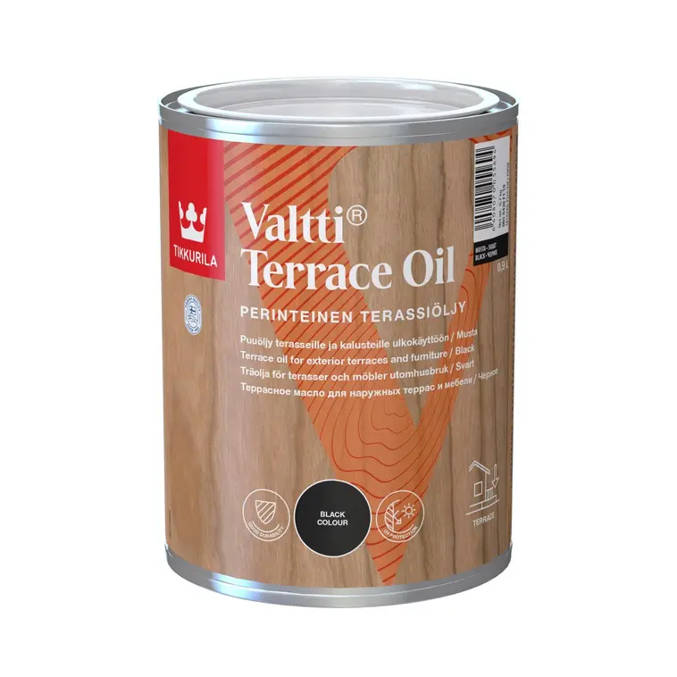 Tikkurila Valtti Terrace Oil 0,9l musta kaluste- ja terassiöljy