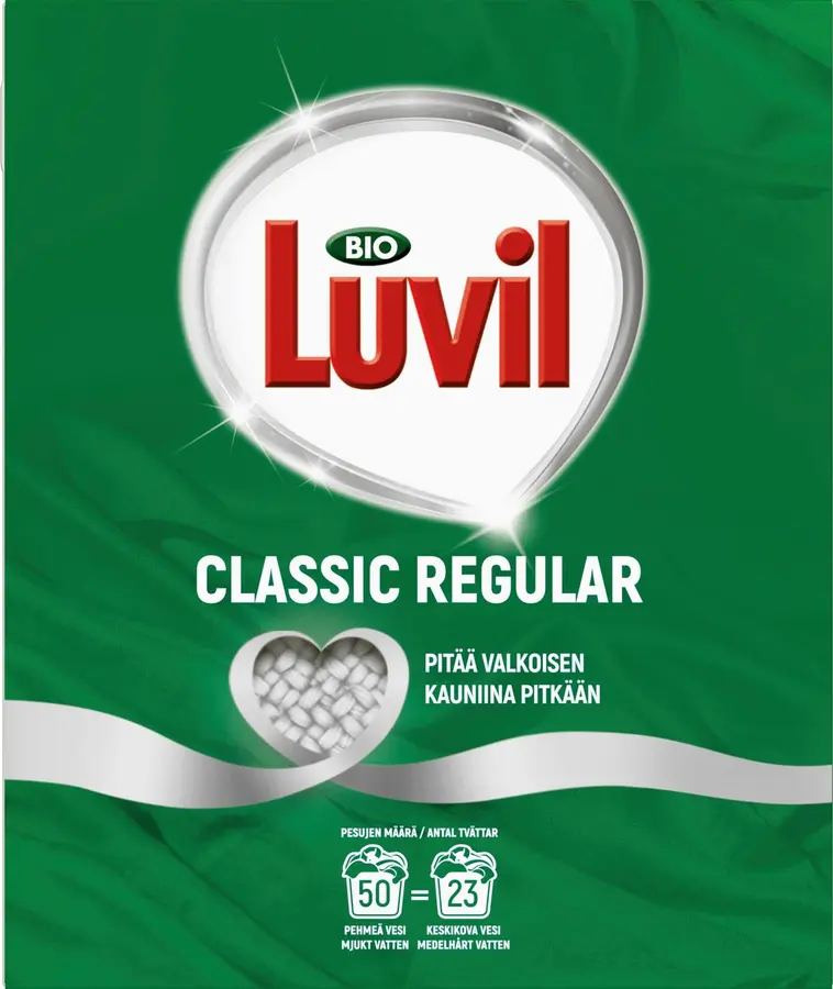 Bio Luvil Classic Pyykinpesujauhe Valkoisille vaatteille Puhtaanvalkoinen lopputulos 1.61 kg 50 pesua