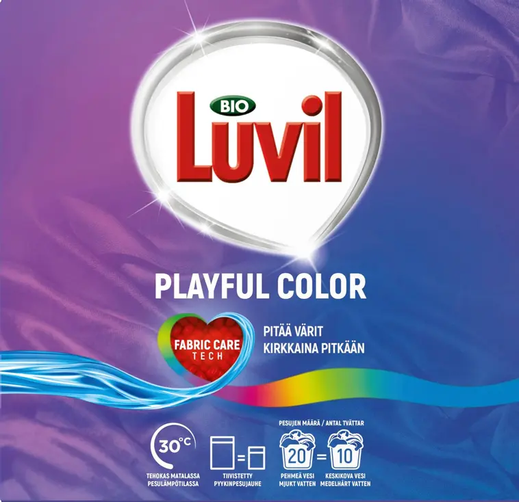 Bio Luvil Color Pyykinpesujauhe Värillisille vaatteille Kirkastaa värejä 750 g 20 pesua