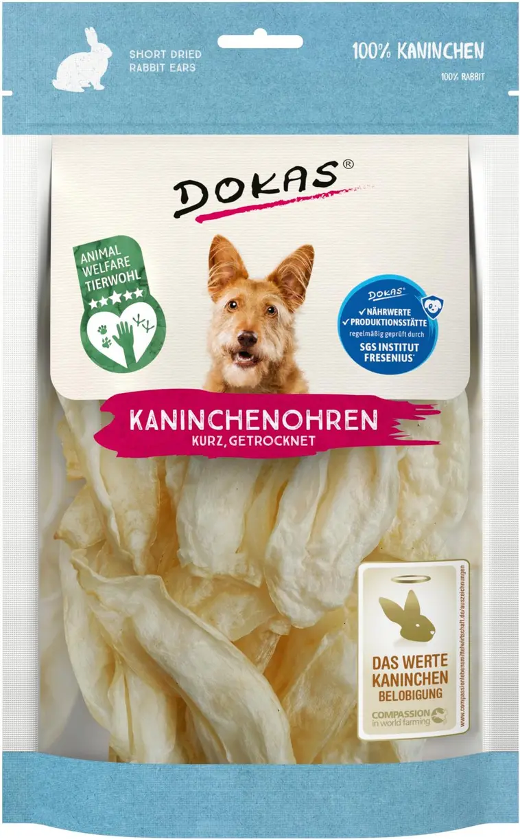 Dokas kuivatut kaninkorvat 70g
