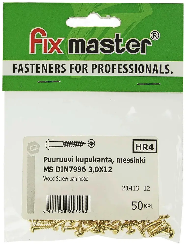 Fix Master puuruuvi kupukanta, messinki 3,0X12 50kpl | Prisma verkkokauppa