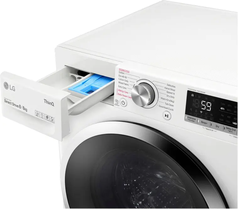 Kuivaava pesukone LG F4DV508S2WE 8/6kg, valkoinen - 10