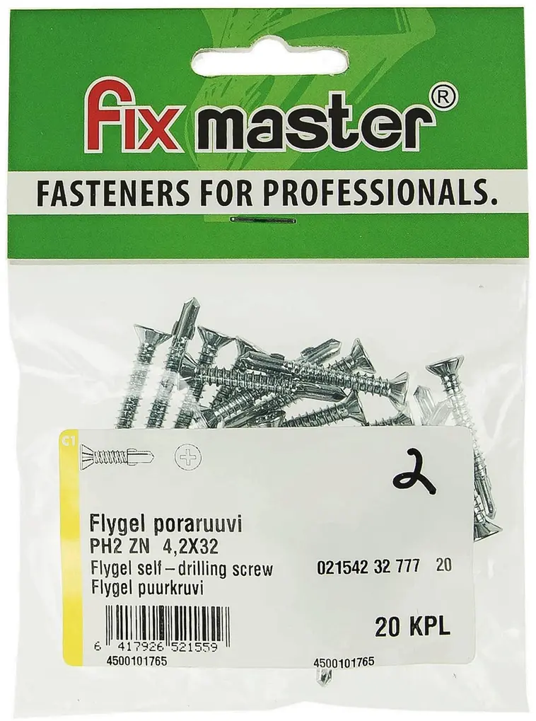 Fix Master Flygel poraruuvi PH2 4,2X32 sinkitty 20kpl