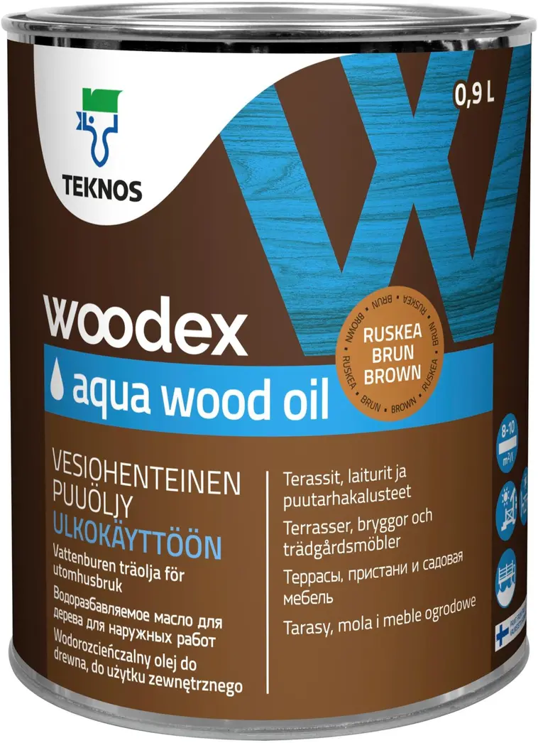 Teknos Woodex Aqua Wood Oil puuöljy 0,9l ulkokäyttöön vesiohenteinen ruskea  | Prisma verkkokauppa