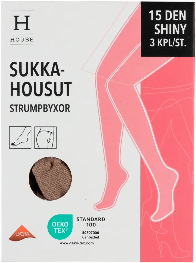 House naisten sukkahousut shiny 15 den 3-pack