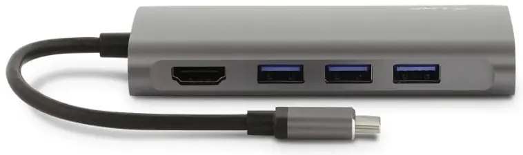 LMP USB-C mini Dock HDMI 3x USB 3.0 Ethernet SD/MicroSD USB-C charging Harmaa - 1