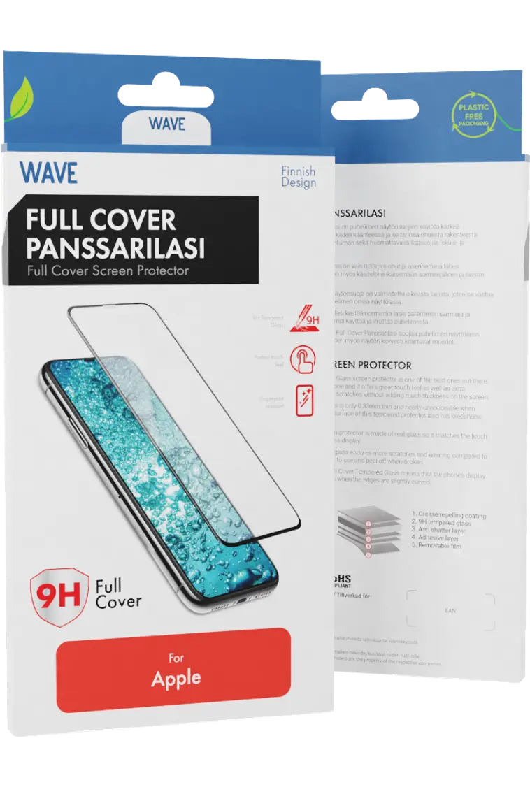 Wave Full Cover Panssarilasi, Apple iPhone 12 Pro Max, Musta Kehys