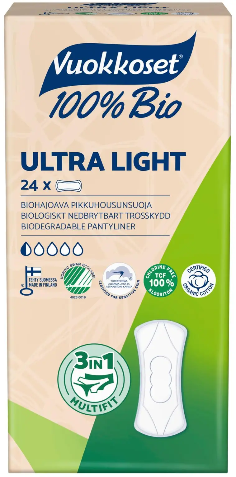 Vuokkoset 100% Bio Ultra Light pikkuhousunsuoja 24 kpl | Prisma verkkokauppa