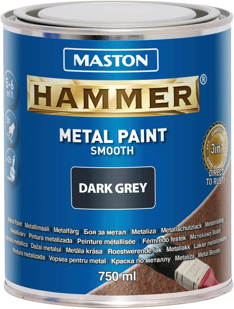 Maston Hammer Sileä metallimaali tummanharmaa 750ml