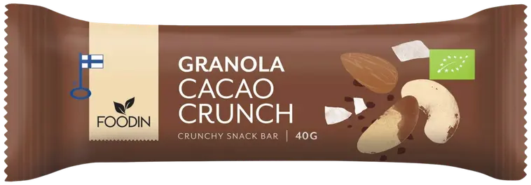 Foodin Granola bar Cacao crunch, luomu, 40g