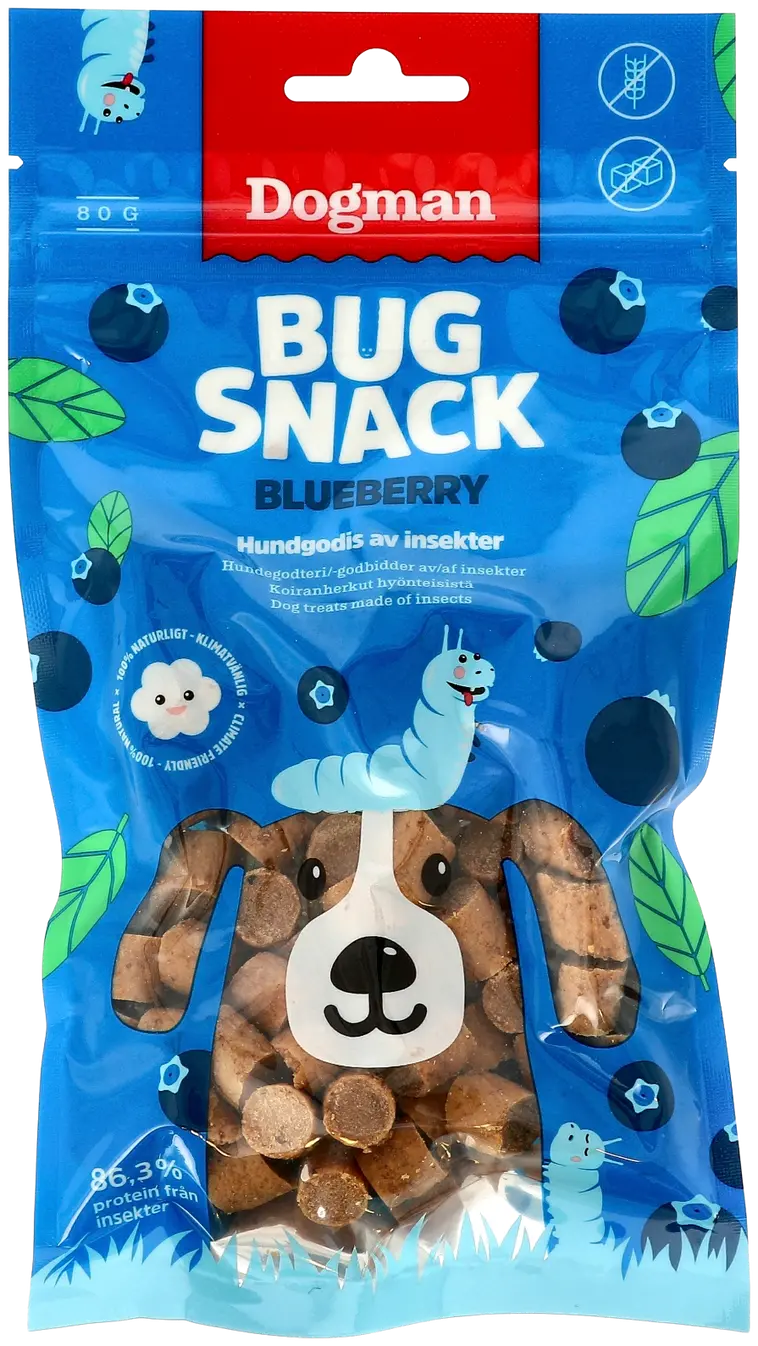 Dogman Bug Snack mustikka 80g