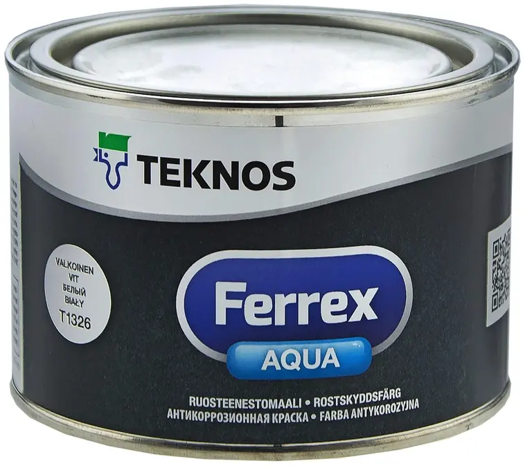 Teknos Ferrex Aqua ruosteenestomaali 0,5l valkoinen puolihimmeä