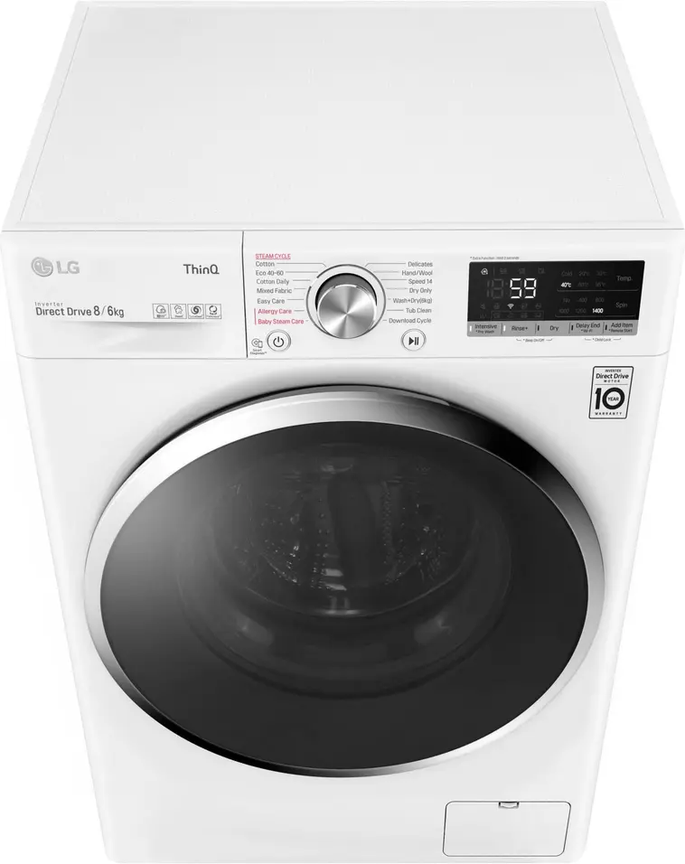 Kuivaava pesukone LG F4DV508S2WE 8/6kg, valkoinen - 7