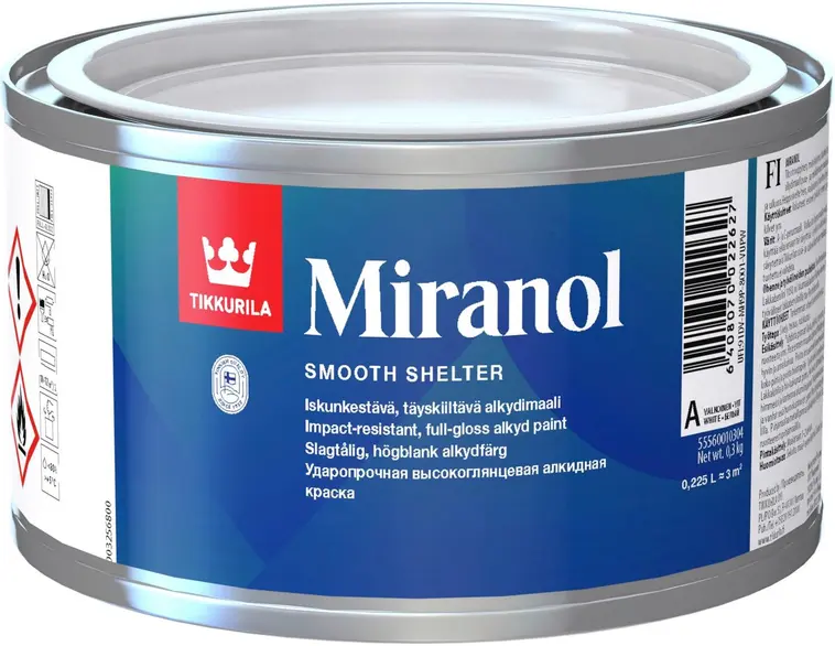 Tikkurila Miranol alkydimaali 0,225l C vain sävytykseen täyskiiltävä