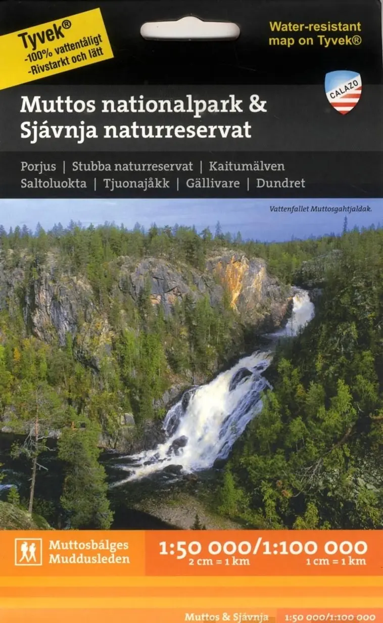 Muddus nationalpark Sjávnja naturreservat -retkeilykartta