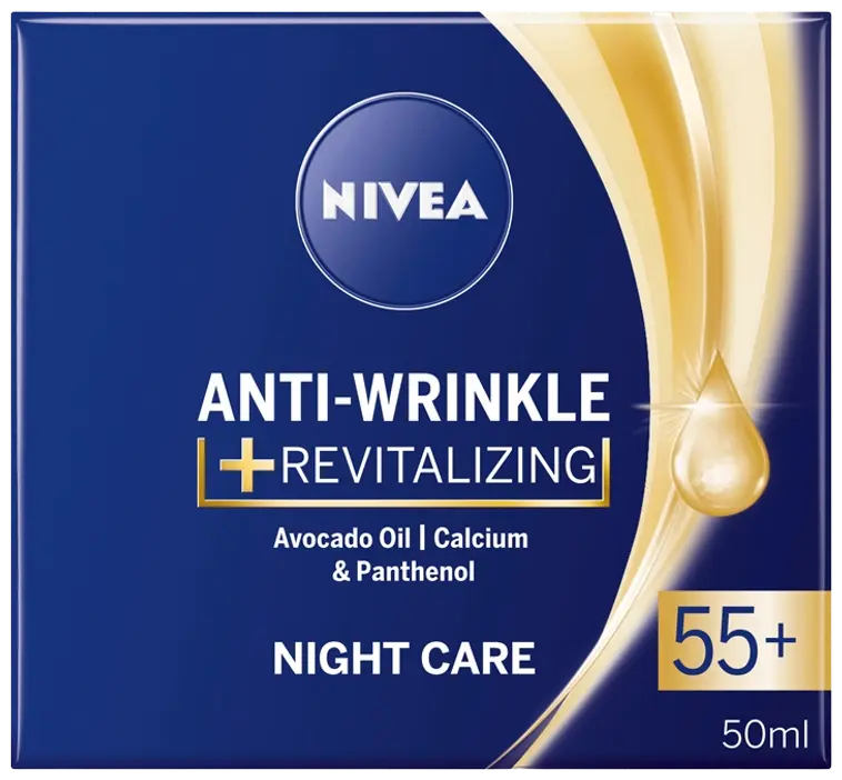 NIVEA 50ml Anti-Wrinkle + Revitalizing Night Care 55+ -yövoide