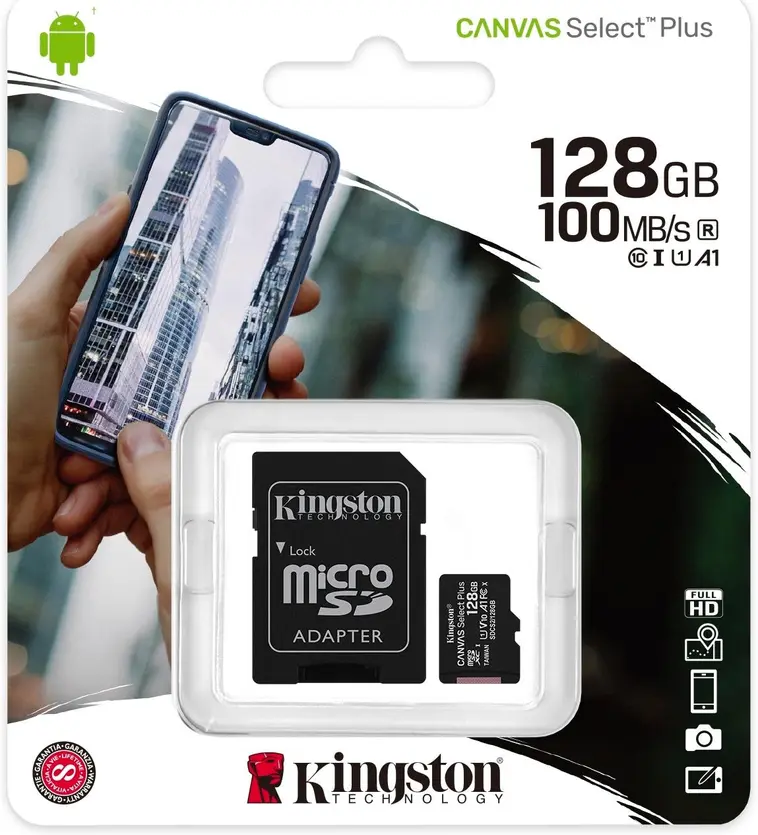 Kingston muistikortti 128GB microsdhc canvas select plus 100r