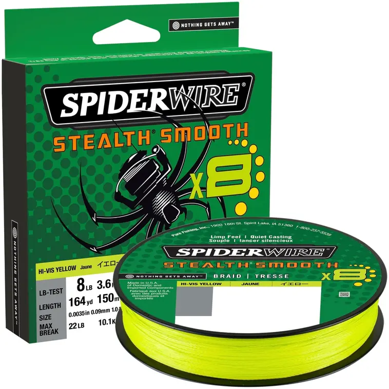 Spiderwire Smooth 8 HI-VIS YELLOW .25MM 150M