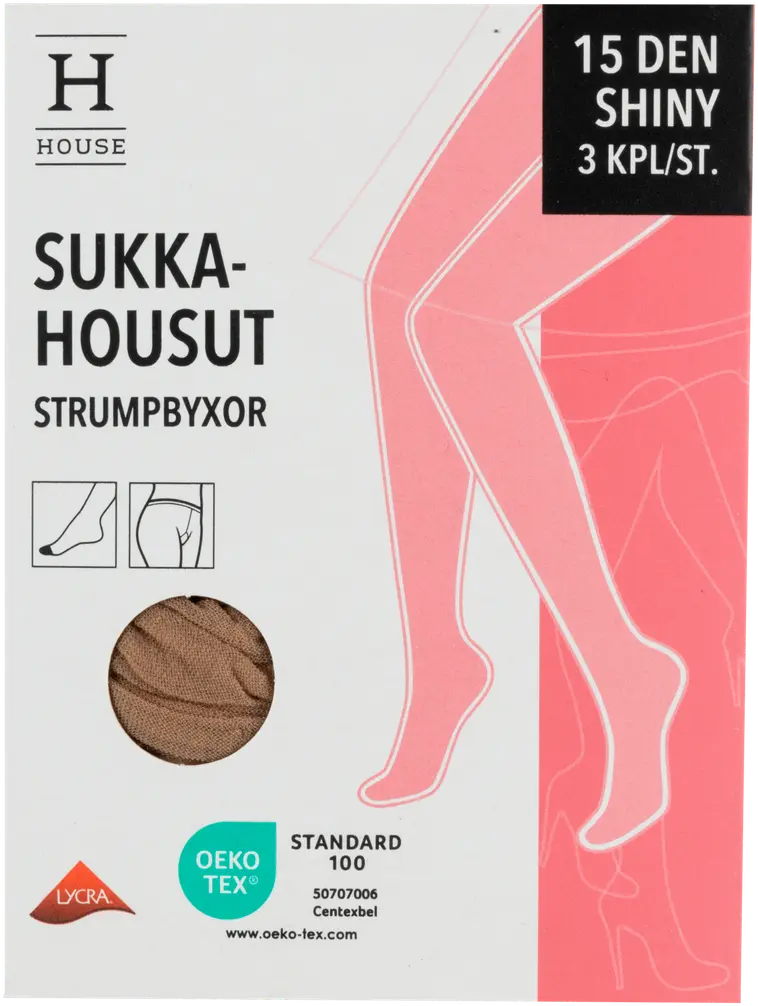 House naisten sukkahousut shiny 15 den 3-pack