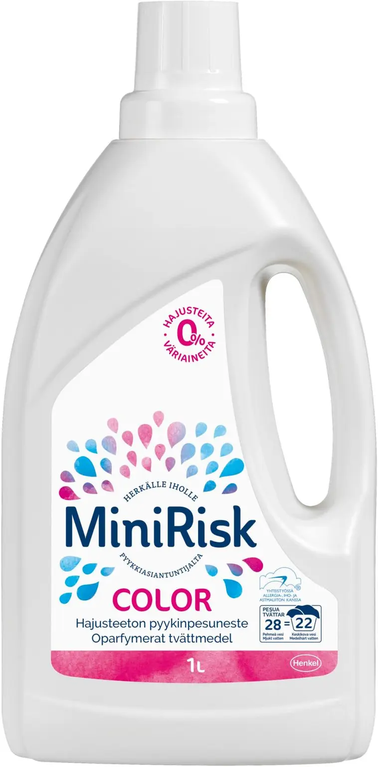 Mini Risk 1L Color pyykinpesuneste herkkäihoisille hajusteeton