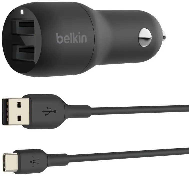 Belkin autolaturi 2 x USB-A + lightning -kaapeli 1m