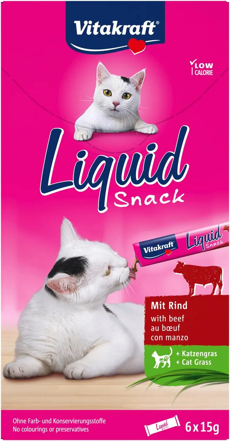 Vitakraft Liquid snack Nestemäinen välipala nauta + kissanruoho 90g