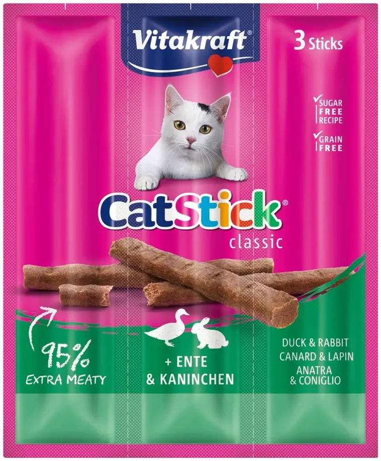 Vitakraft Cat Stick® Lihatikku kissoille, ankka & kaniini 3kpl