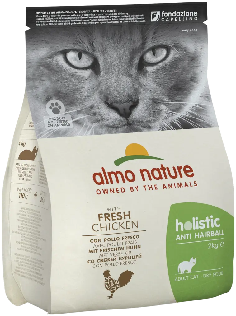 Almo Nature Holistic Functional Anti-Hairball kissan täysravinto kana 2 kg