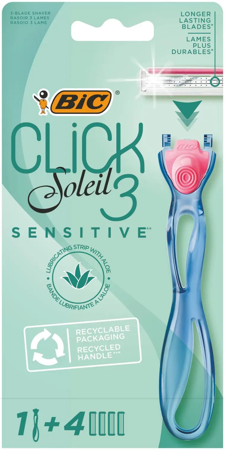 BIC Click Soleil 3 Sensitive varsi ja 4 vaihtoterää
