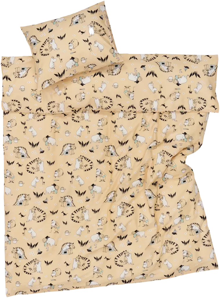 Moomin Arabia pussilakanasetti Muumiperhe 150x210+50x60 cm aprikoosi