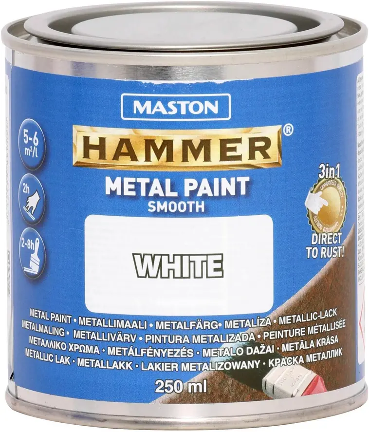 Maston Hammer Sileä metallimaali valkoinen 250ml | Prisma verkkokauppa